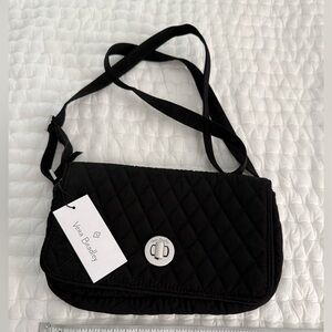 Vera Bradley Black Quilted Crossbody with Silver Turn-Lock